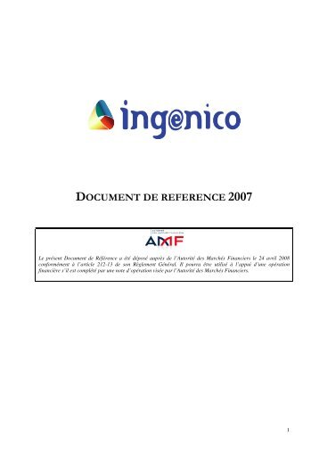 DOCUM EN T DE REFEREN CE 2007 - Ingenico