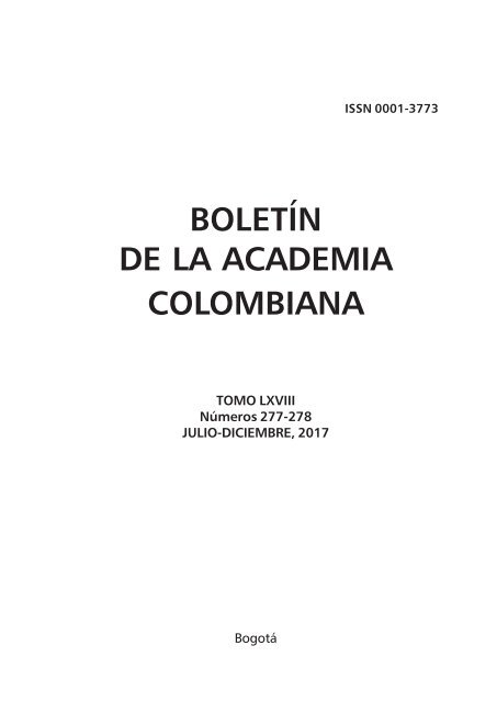 BOLETIN Tomo LXVIII Núms. 277-278 Julio-diciembre