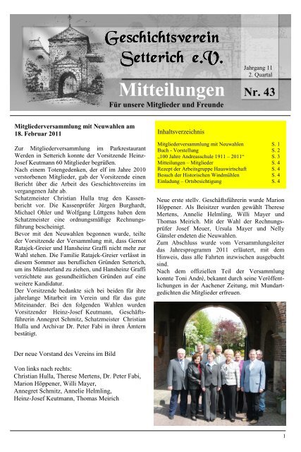 Mitteilungen Nr. 43 - Geschichtsverein Setterich e.V.