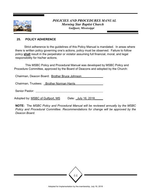 MSBC Policy and Procedures 16July2018