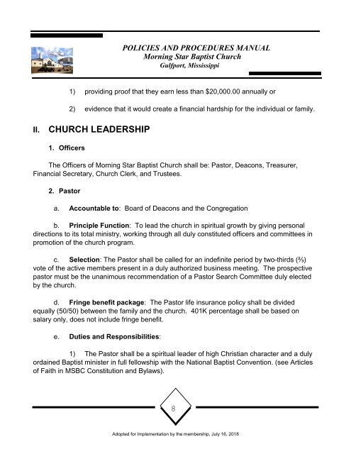 MSBC Policy and Procedures 16July2018