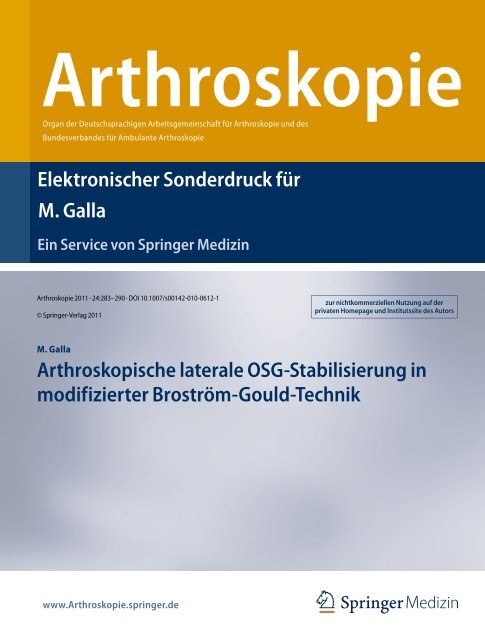 Arthroskopische laterale OSG-Stabilisierung in modifizierter ...