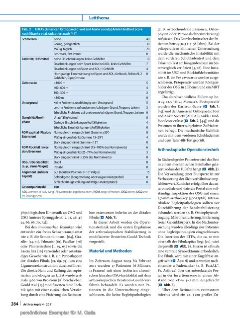 Arthroskopische laterale OSG-Stabilisierung in modifizierter ...