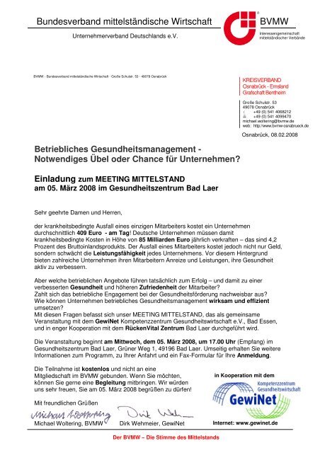 Einladung Zum Meeting Mittelstand Gewinet