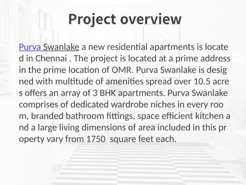 Purva Swanlake - Ready to Move Property sell in Chennai