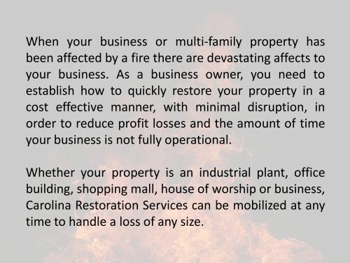 Commercial Fire Damage Restoration in Raleigh NC