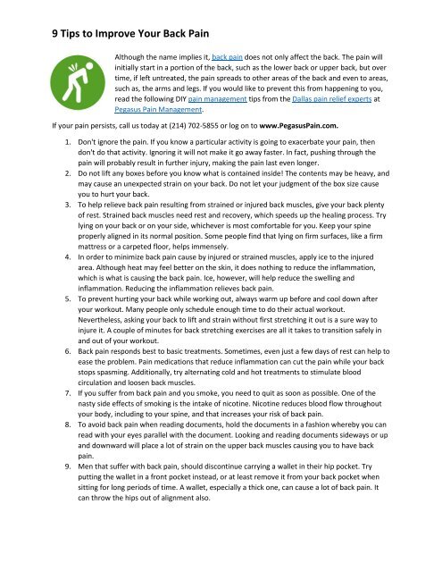 Spring Back Pain Tips 9 Tips to Improve Your Back Pain