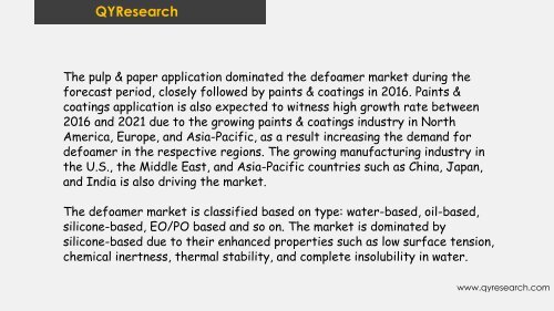 Global Defoamer industry is projected to reach 2853.63 K Tonnes by 2022