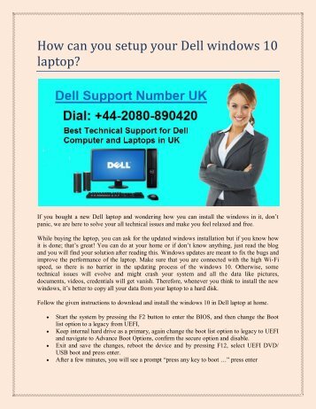 How can you setup your Dell windows 10 laptop?