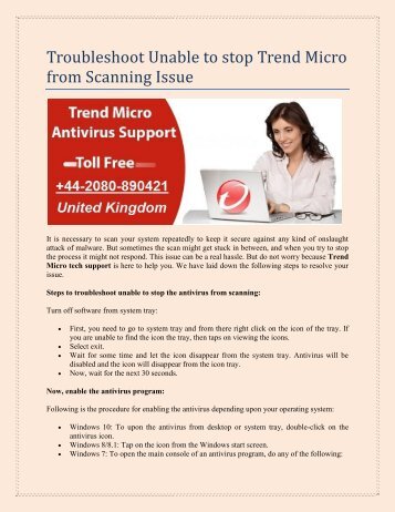 Troubleshoot Unable to stop Trend Micro from Scanning Issue
