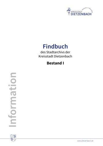 Findbuch des Stadtarchivs Dietzenbach