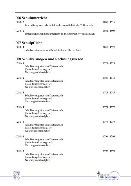 Findbuch des Stadtarchivs Dietzenbach