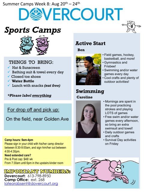 Dovercourt Summer Camps 2018 Week 8 newsletter