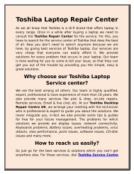 Toshiba Laptop Repair Center