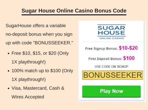 Sugar House Casino Bonus Code