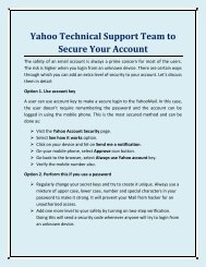 Yahoo Technical Support Team to Secure Your Account