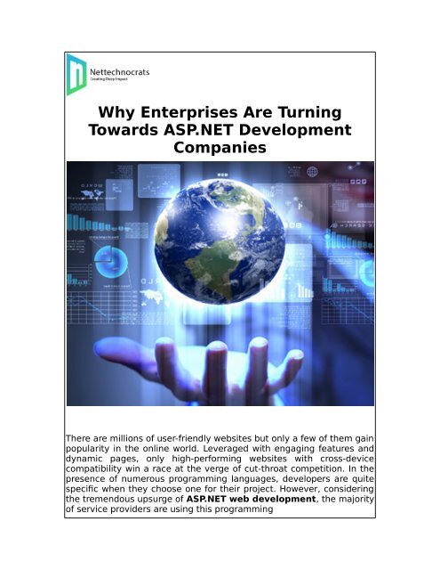 Why Enterprises Are TurningTowards ASP.NET DevelopmentCompanies