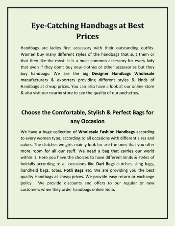 Eye-Catching Handbags at Best Prices