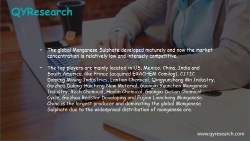 Global Manganese Sulphate market is expected to reach 435 million USD by the end of 2025