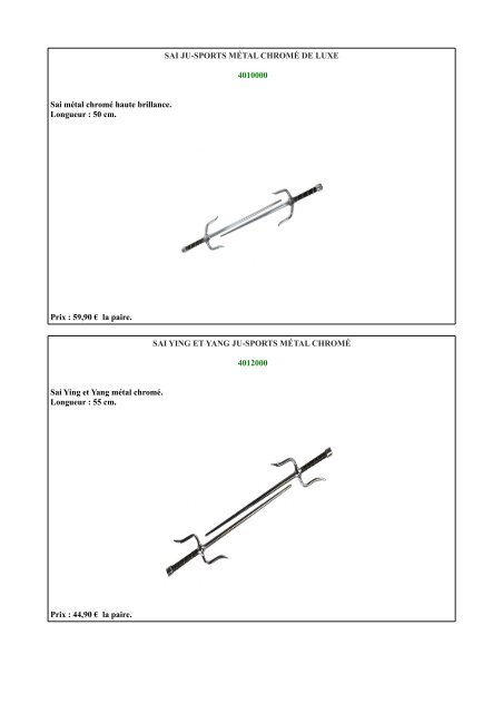 Catalogue Sabretooth armes des Arts Martiaux Japonais Chinois Philippins Brésiliens saison 2018-2019