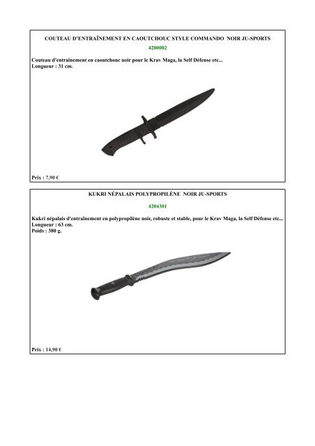 Catalogue Sabretooth armes des Arts Martiaux Japonais Chinois Philippins Brésiliens saison 2018-2019