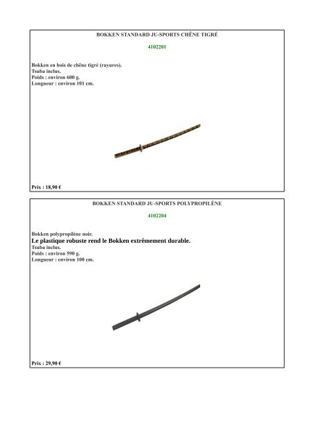 Catalogue Sabretooth armes des Arts Martiaux Japonais Chinois Philippins Brésiliens saison 2018-2019