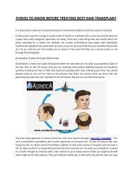 THINGS TO KNOW BEFORE TREATING BEST HAIR TRANSPLANT