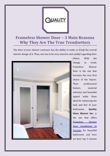 Frameless Shower Door – 3 Main Reasons Why They Are The True Trendsetters