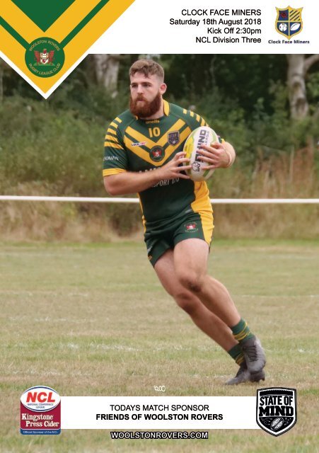 2018 Woolston Rovers Matchday Programme Clock Face Miners 180818