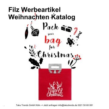 Filz Werbeartikel Weihnachten Weihnachtstaschen Streuartikel Katalog 