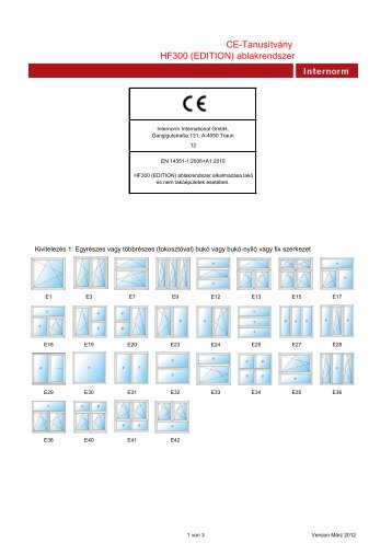 CE-Tanusítvány HF300 (EDITION) ablakrendszer -  Internorm ...