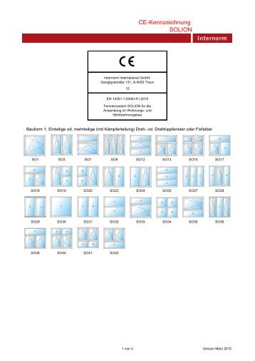 CE-Kennzeichnung SOLION - Internorm-Fenster AG