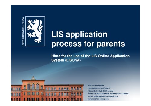 LIS application process for parents - Leipzig International School