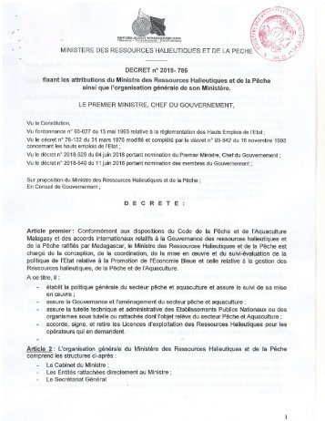 Décret n°2018-786 du 16.07.18 Organigramme MRHP