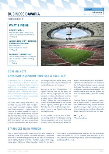 Business Bavaria - Issue 6 | 2012 - Invest in Bavaria