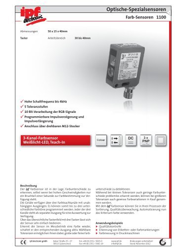 Optische-Spezialsensoren Farb-Sensoren 1100 - IPF Electronic GmbH