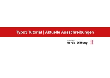 Typo3 Tutorial | Aktuelle Ausschreibungen