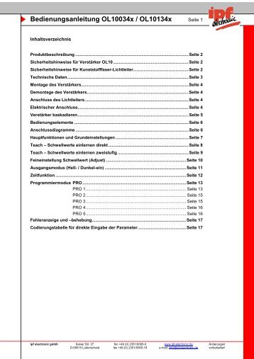 Bedienungsanleitung OL10034x / OL10134x - IPF Electronic GmbH