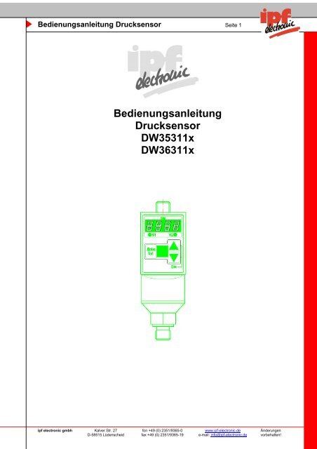 Bedienungsanleitung Drucksensor DW35311x DW36311x