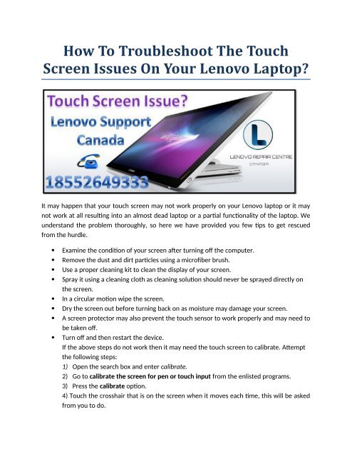 How To Troubleshoot The Touch Screen Issues On Your Lenovo Laptop? How To Troubleshoot The Touch Screen Issues On Your Lenovo Laptop?