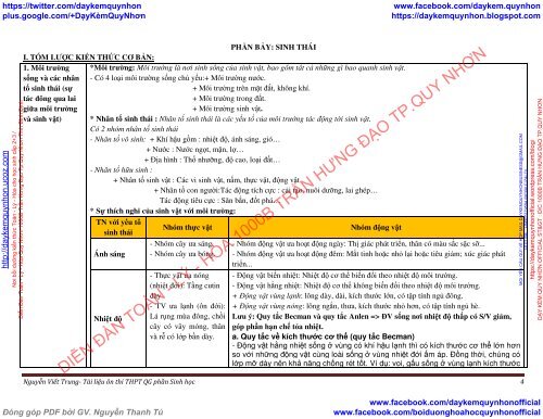 NGUYỄN VIẾT TRUNG - TÀI LIỆU ÔN THI THPT QG SINH HỌC - CHỦ ĐỀ 7 - SINH THÁI HỌC