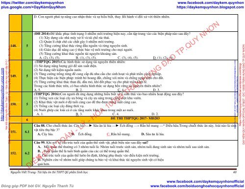 NGUYỄN VIẾT TRUNG - TÀI LIỆU ÔN THI THPT QG SINH HỌC - CHỦ ĐỀ 7 - SINH THÁI HỌC