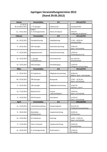 Veranstaltungskalender - Ispringen