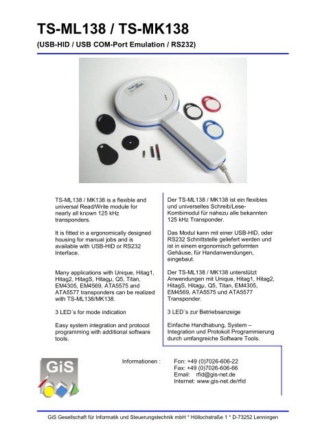 Prospekt TS-Serien und Produkte - gis-net.de