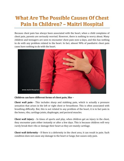 What Are The Possible Causes Of Chest Pain In Children