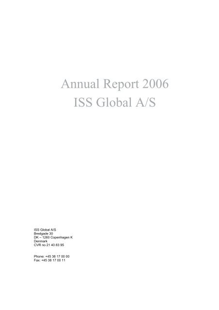 Annual Report 2006 ISS Global A/S