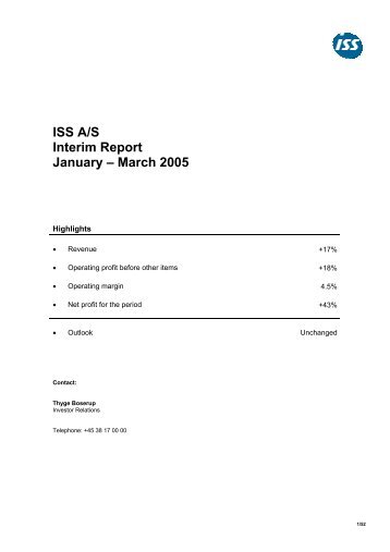 ISS A/S Interim Report January â March 2005