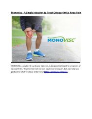 Monovisc - A Single Injection to Treat Osteoarthritis Knee Pain