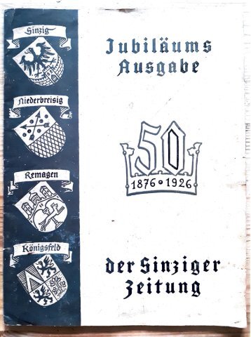 Jubiläumsausgabe 1926 Sinziger Zeitung