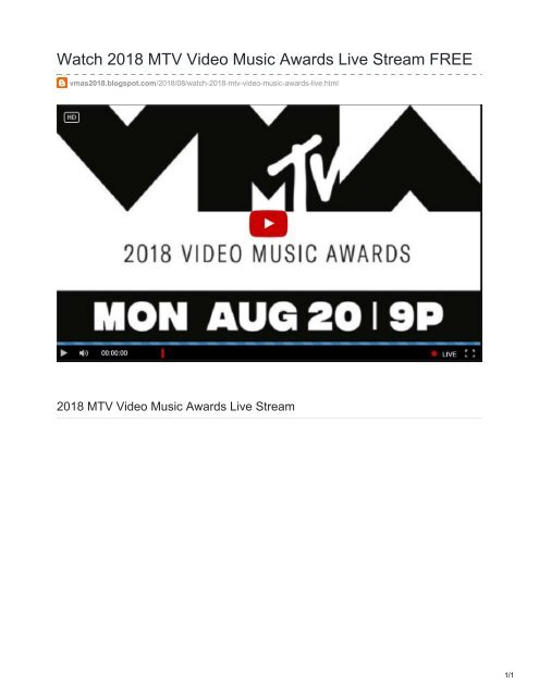 Watch 2018 Mtv Video Music Awards Live Stream Free www yumpu com